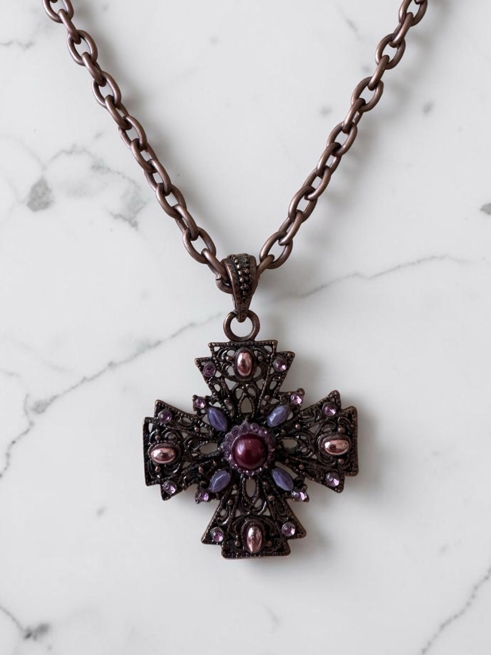 Cookie Lee Filigree Cross Pendant Necklace - Women Jewelry
